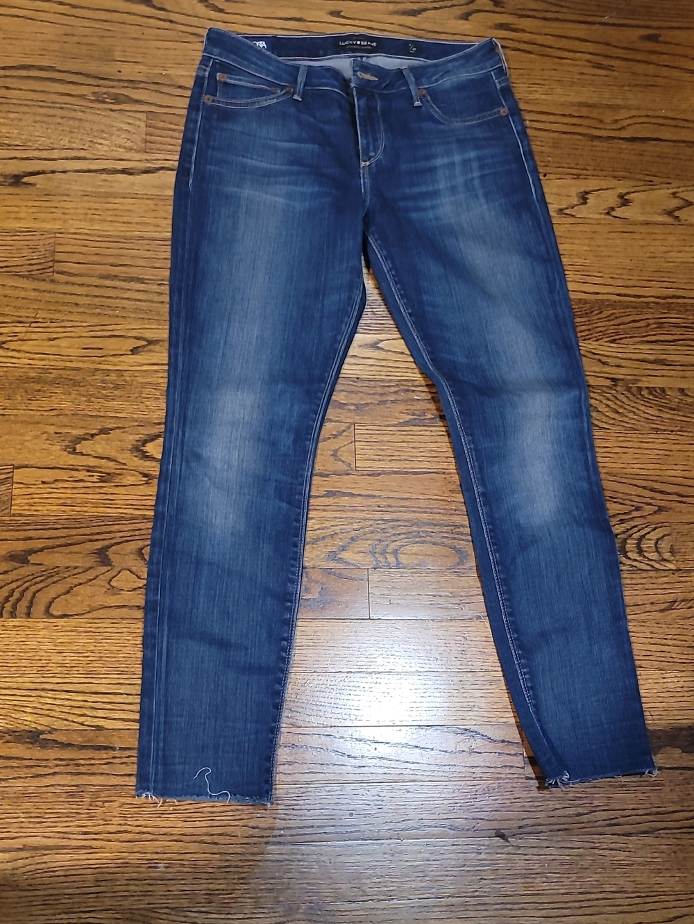 Lucky Brand Dark Blue Skinny Jeans with Faded Detailing
